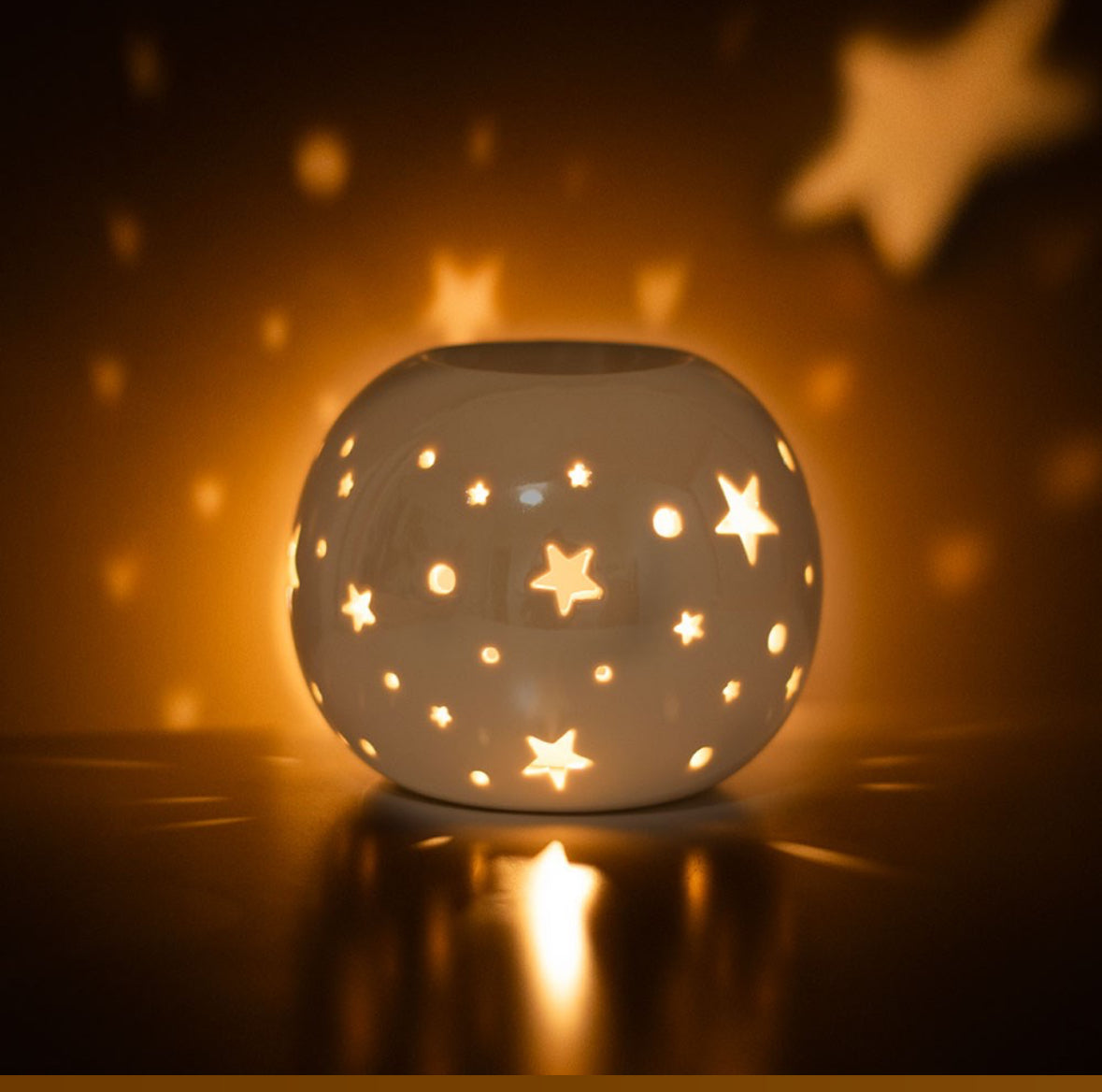 White iridescent star burner